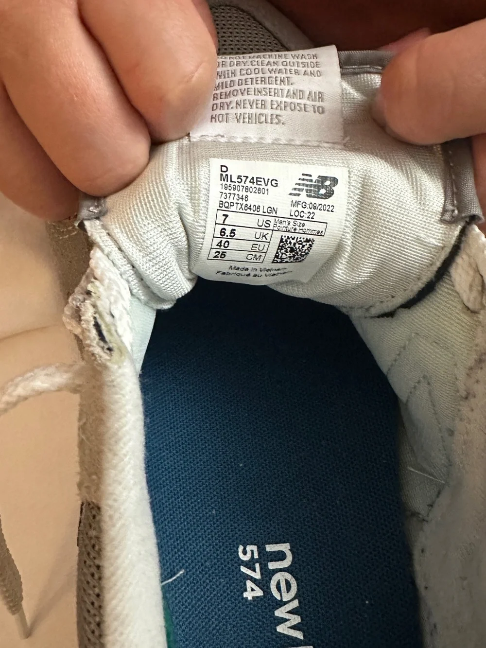 New Balance 574 Gray with Blue Insole Sneakers